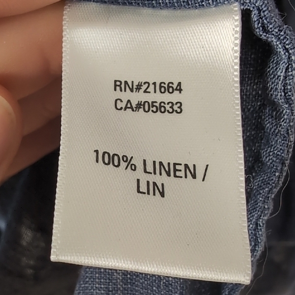 Paperwhite | 100% Linen Chambray Blue 3/4 Sleeve Boxy Tunic with Pockets Size L - Picture 9 of 12